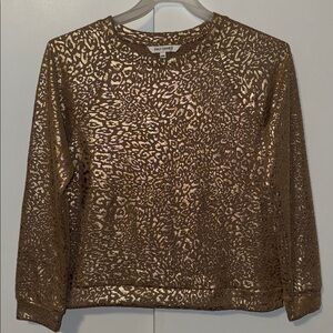 Emily Daniels Gold Leopard Print Top Women’s Medium Petite MP